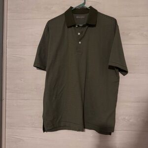 Daniel Cremieux Polo Shirt Striped Hunter Green/White Men's Medium